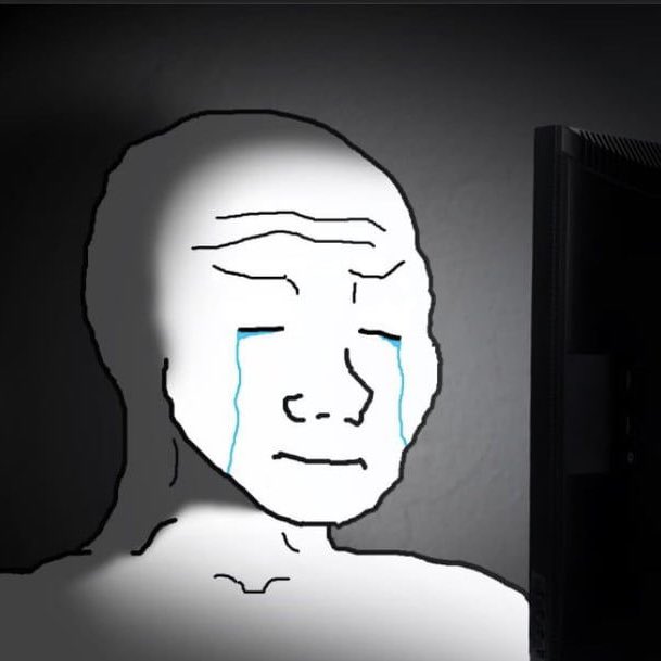 Crying Wojak watching the chart from the sidelines โ $SIDELINED mascot